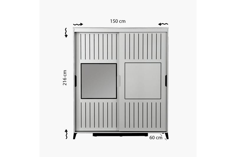 Komfortabel garderobe 150 - Hvid - Garderobeskabe - Garderobeskab & klædeskab