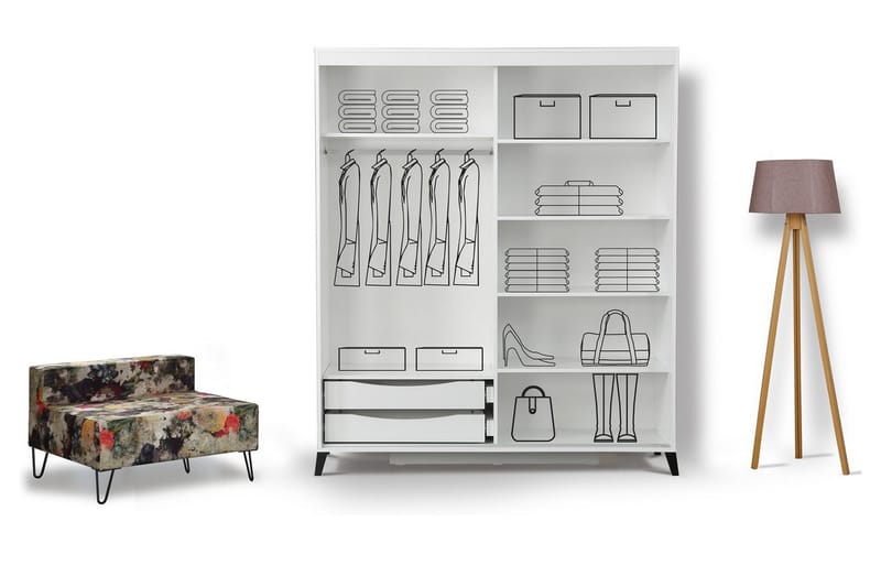 Komfortabel garderobe 150 - Hvid - Opbevaring - Tøjopbevaring - Garderobeskabe