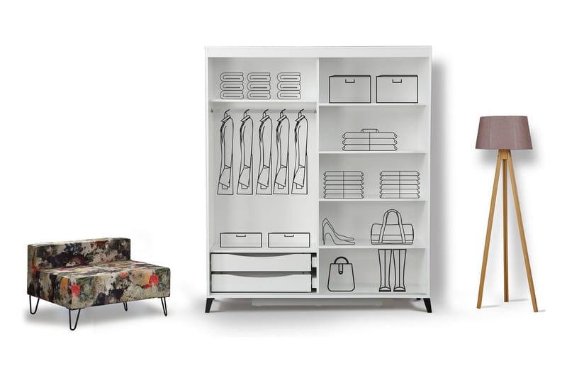 Komfortabel garderobe 180 - Hvid - Opbevaring - Tøjopbevaring - Garderobeskabe