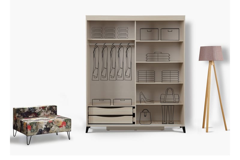 Komfortabel garderobe 180 - Lys træ - Opbevaring - Tøjopbevaring - Garderobeskabe
