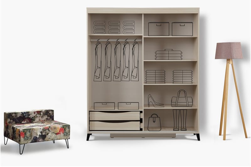 Komfortabel garderobe 190 - Lys træ - Opbevaring - Tøjopbevaring - Garderobeskabe