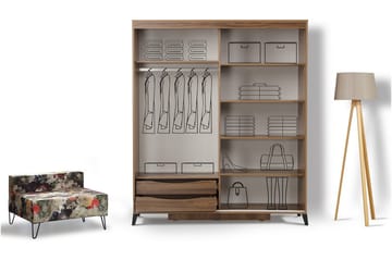 Komfortabel garderobe 190 - Valnød - Opbevaring - Tøjopbevaring - Garderobeskabe