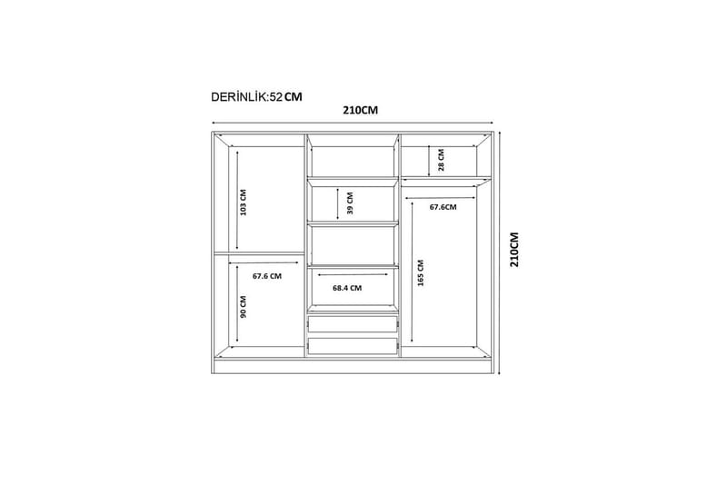 Kovric Garderobe 210x210 cm - Mat Hvid - Opbevaring - Tøjopbevaring - Garderobeskabe