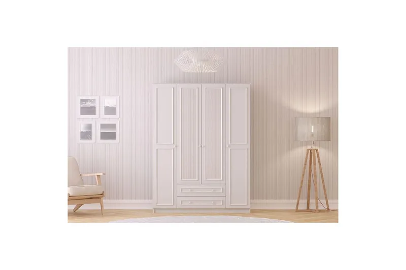 Kovric Garderobesskåp 140x210 cm - Mat Hvid - Opbevaring - Tøjopbevaring - Garderobeskabe