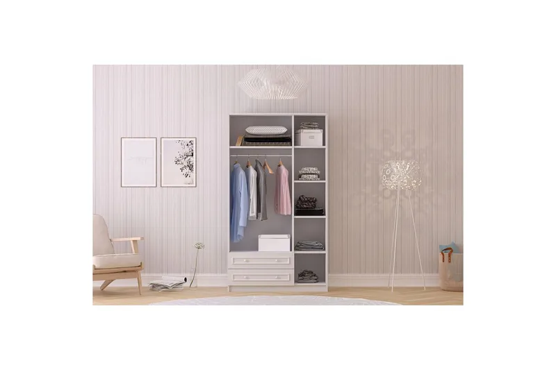 Kovric Hjørnegarderobe 105x182 cm - Mat Hvid - Opbevaring - Tøjopbevaring - Garderobeskabe - Hjørnegarderobe