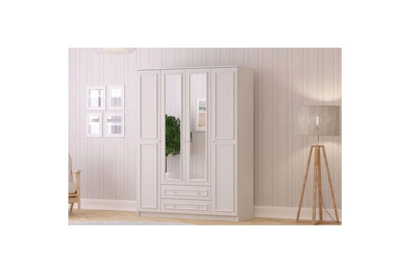 Kovric Hjørnegarderobe 140x184 cm - Mat Hvid - Opbevaring - Tøjopbevaring - Garderobeskabe