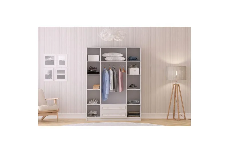 Kovric Hjørnegarderobe 140x184 cm - Mat Hvid - Opbevaring - Tøjopbevaring - Garderobeskabe - Hjørnegarderobe