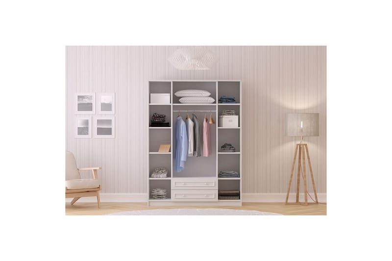 Kovric Hjørnegarderobe 140x184 cm - Mat Hvid - Opbevaring - Tøjopbevaring - Garderobeskabe