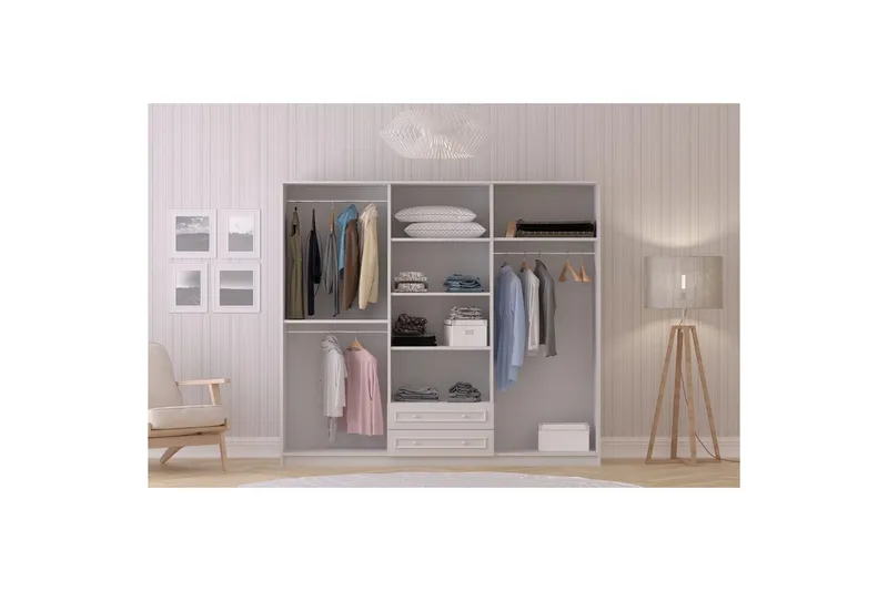 Kovric Hjørnegarderobe 210x184 cm - Mat Hvid - Opbevaring - Tøjopbevaring - Garderobeskabe