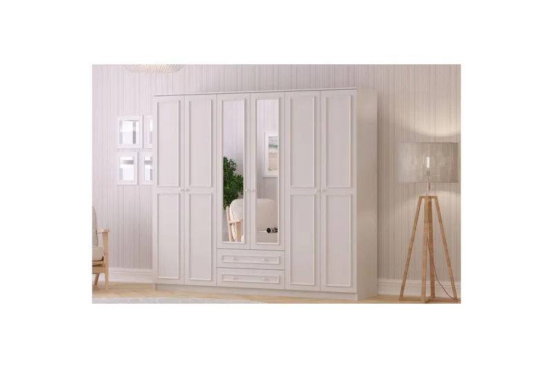 Kovric Hjørnegarderobe 210x184 cm - Mat Hvid - Opbevaring - Tøjopbevaring - Garderobeskabe - Hjørnegarderobe