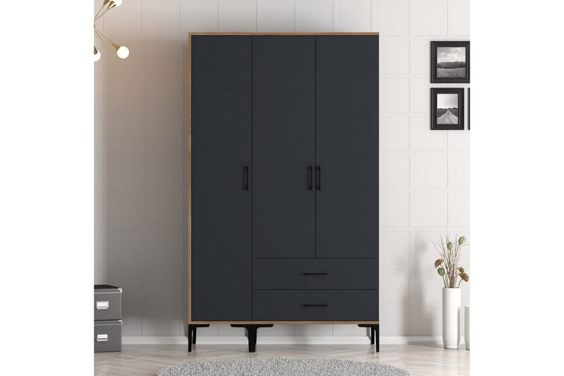 Kumsal Garderobe 120 cm - Antracit - Opbevaring - Tøjopbevaring - Garderobeskabe