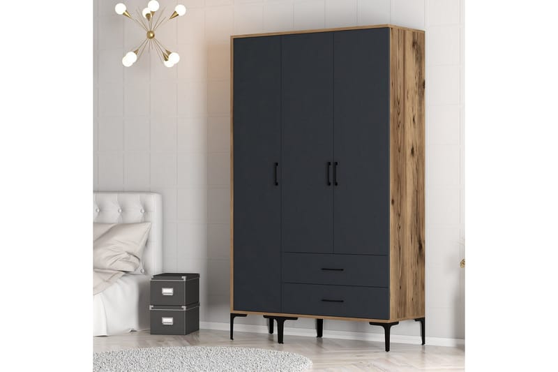 Kumsal Garderobe 120 cm - Antracit - Opbevaring - Tøjopbevaring - Garderobeskabe