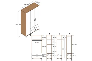 Kumsal Garderobe 120 cm - Hvid - Opbevaring - Tøjopbevaring - Garderobeskabe