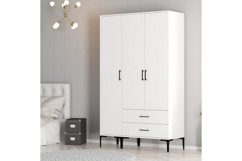 Kumsal Garderobe 120 cm - Hvid - Opbevaring - Tøjopbevaring - Garderobeskabe