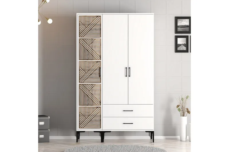 Kumsal Garderobe 120 cm - Hvid - Opbevaring - Tøjopbevaring - Garderobeskabe