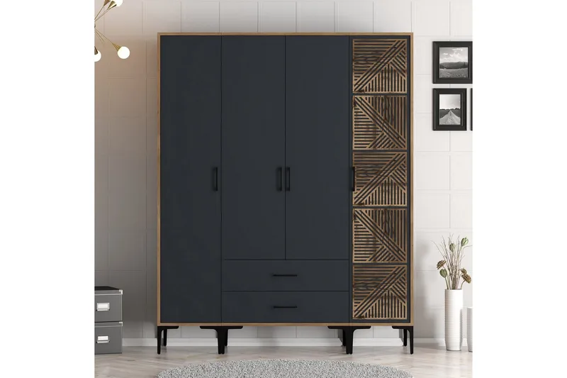 Kumsal Garderobe 160 cm - Antracit - Opbevaring - Tøjopbevaring - Garderobeskabe