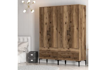 Kumsal Garderobe 160 cm - Valnød finér - Opbevaring - Tøjopbevaring - Garderobeskabe