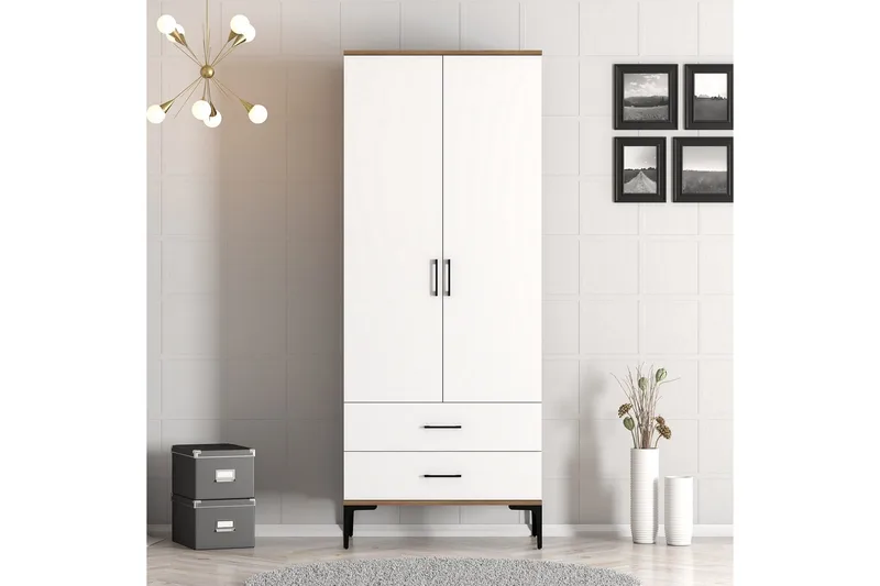 Kumsal Garderobe 80 cm, Brun/Hvid