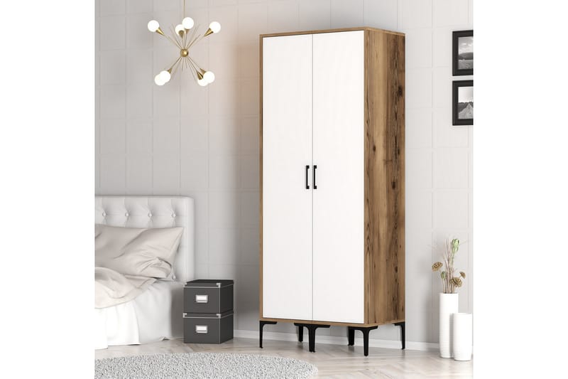 Kumsal Garderobe 80 cm - Brun/Hvid - Opbevaring - Tøjopbevaring - Garderobeskabe