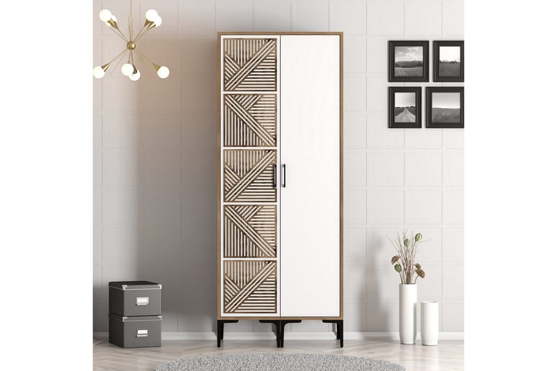 Kumsal Garderobe 80 cm, Brun/Hvid