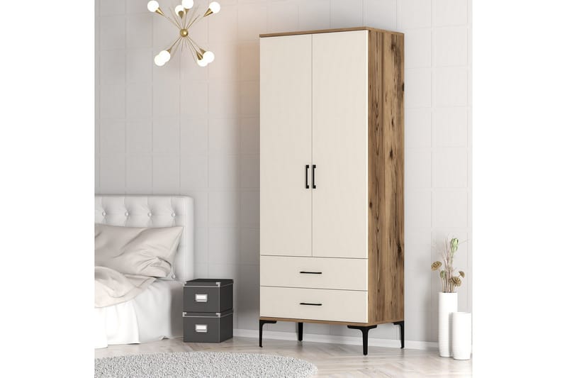 Kumsal Garderobe 80 cm - Cream - Opbevaring - Tøjopbevaring - Garderobeskabe