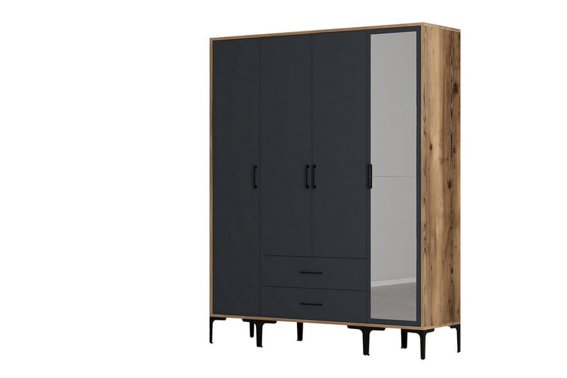 Kumsal Garderobe med Spejl - Antracit - Opbevaring - Tøjopbevaring - Garderobeskabe