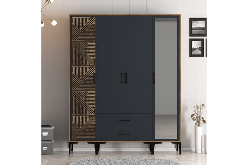 Kumsal Garderobe med Spejl, Antracit