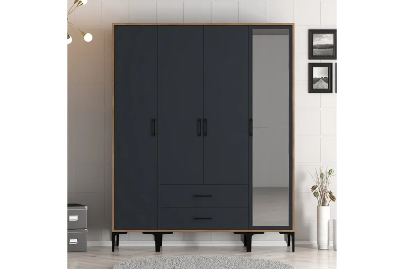 Kumsal Garderobe med Spejl, Antracit