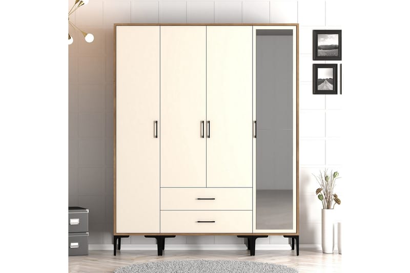 Kumsal Garderobe med Spejl, Cream