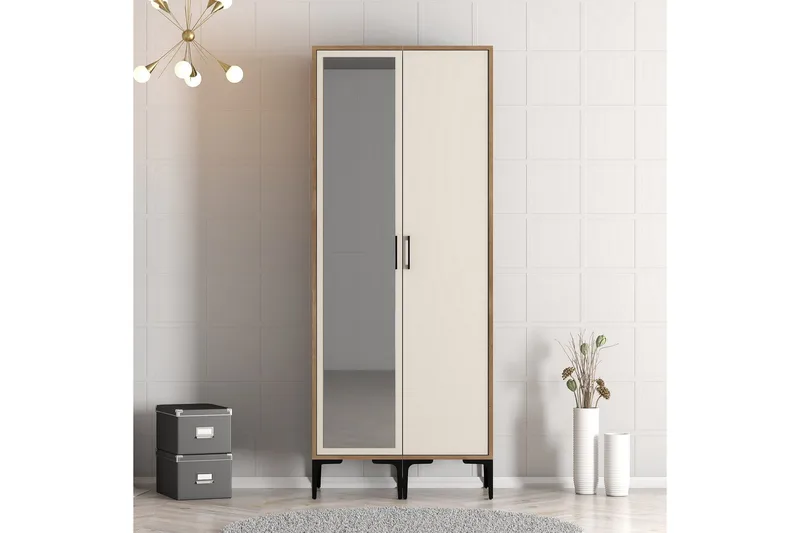 Kumsal Garderobe med Spejl, Cream