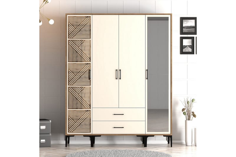 Kumsal Garderobe med Spejl, Cream