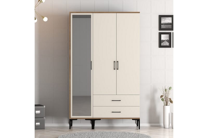 Kumsal Garderobe med Spejl, Cream
