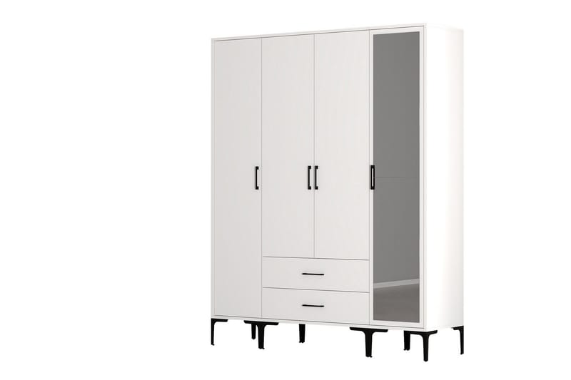 Kumsal Garderobe med Spejl - Hvid - Opbevaring - Tøjopbevaring - Garderobeskabe