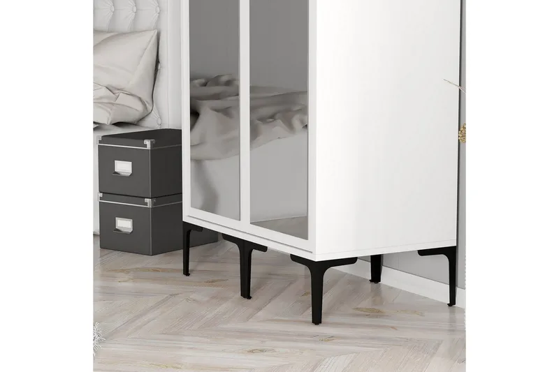 Kumsal Garderobe med Spejl - Hvid - Opbevaring - Tøjopbevaring - Garderobeskabe