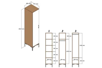 Kumsal Garderobesskåp 40x47,5 cm - Valnød/Antracit - Opbevaring - Tøjopbevaring - Garderobeskabe - Garderobeskab & klædeskab