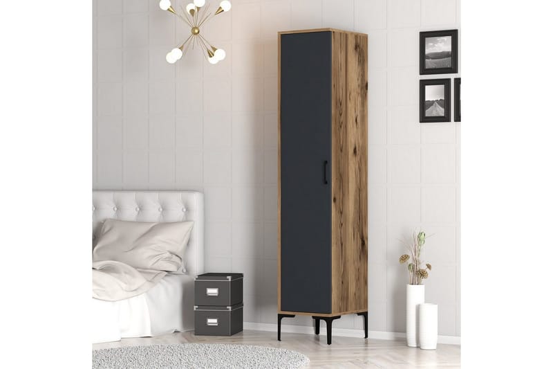 Kumsal Garderobesskåp 40x47,5 cm - Valnød/Antracit - Opbevaring - Tøjopbevaring - Garderobeskabe - Garderobeskab & klædeskab
