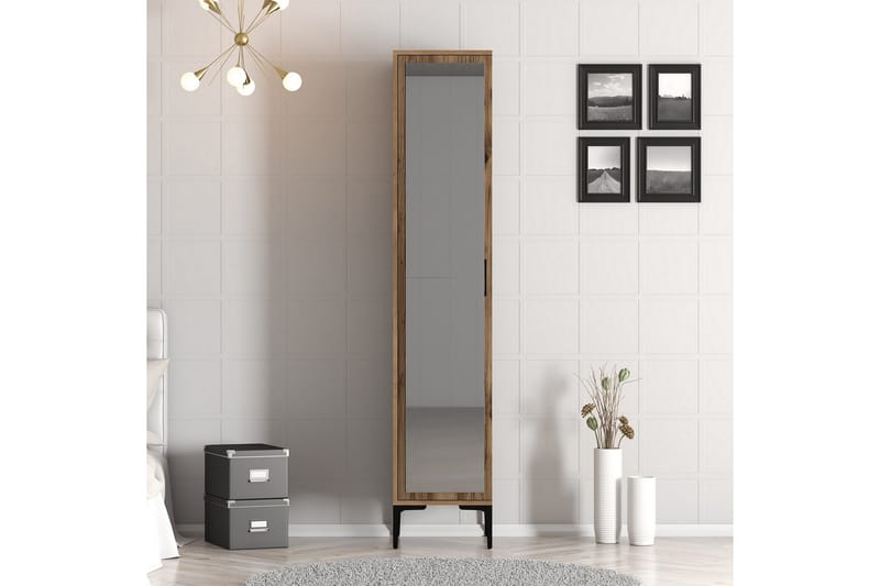 Kumsal Klædeskab 40 cm i Træ og Glas, Brun