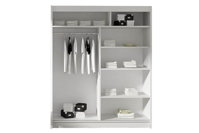 Leila Garderobe 150 cm Skydedøre Buet Spejl - Træ/natur - Opbevaring - Tøjopbevaring - Garderobeskabe