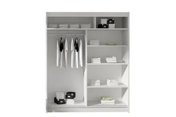 Leila Garderobe 150 cm Skydedøre - Hvid - Opbevaring - Tøjopbevaring - Garderobeskabe