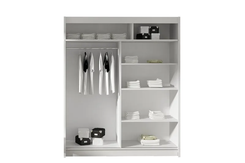 Leila Garderobe 150 cm Skydedøre - Lys Eg - Opbevaring - Tøjopbevaring - Garderobeskabe