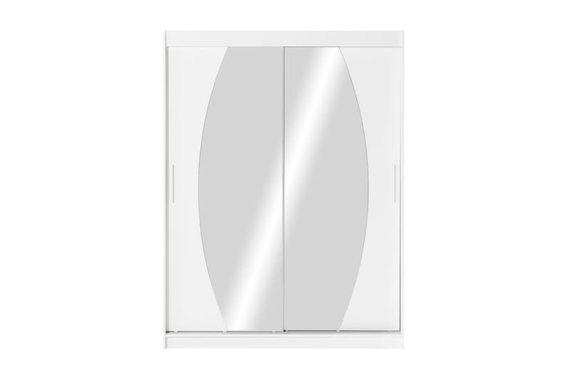 Leila Garderobe 150 cm Skydedøre Rund Spejl | Hvid - Hvid - Opbevaring - Tøjopbevaring - Garderobeskabe