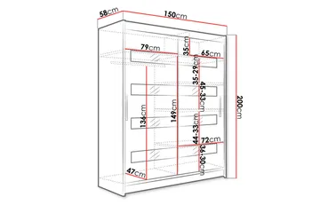 Leila Garderobe 150x200 cm - Sort - Opbevaring - Tøjopbevaring - Garderobeskabe