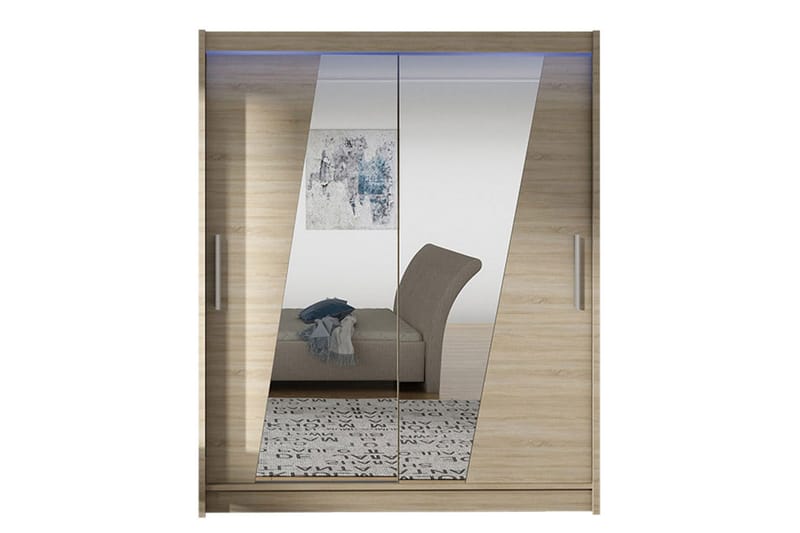 Leila Garderobe med Spejl 150x200 cm, Beige