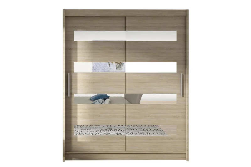 Leila Garderobe med Spejl 150x200 cm, Beige