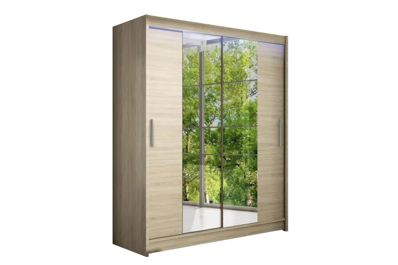 Leila Garderobe med Spejl 150x200 cm, Beige