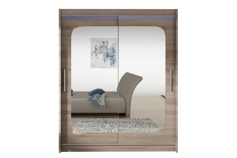 Leila Garderobe med Spejl 150x200 cm, Beige