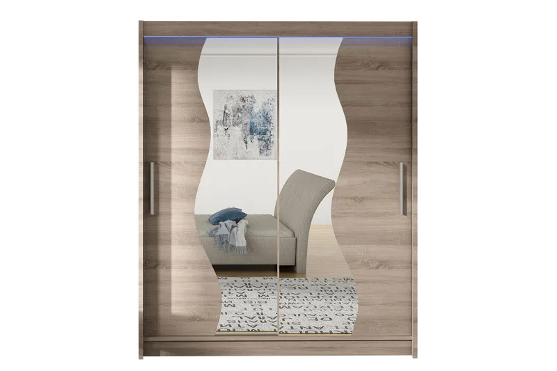 Leila Garderobe med Spejl 150x200 cm, Beige