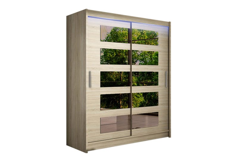 Leila Garderobe med Spejl 150x200 cm, Beige