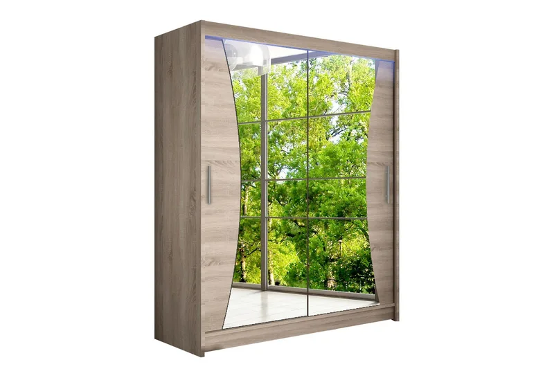 Leila Garderobe med Spejl 150x200 cm, Beige