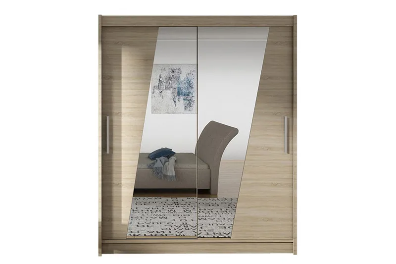 Leila Garderobe med Spejl 150x200 cm, Beige